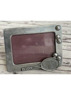 Vintage Pewter Tennis Sports Silver Frame 3x4”Seagull Vintage Tabletop Small